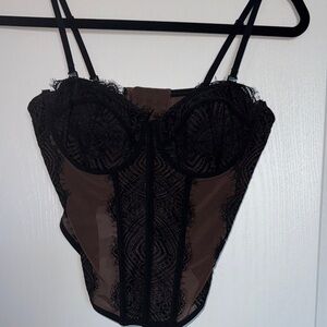 Black and Brown Lace Bustier